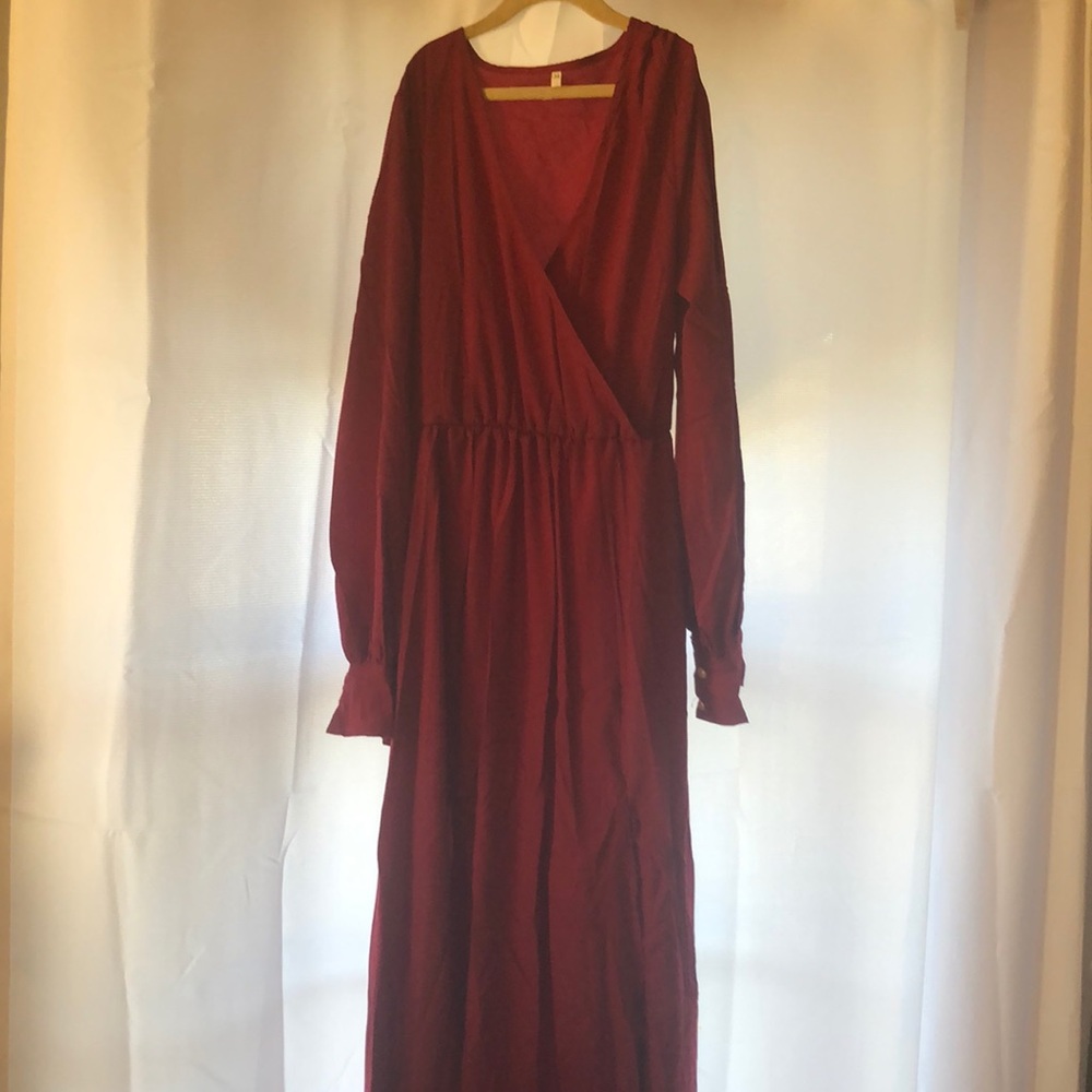 Long sleeved wrap maxi dress
